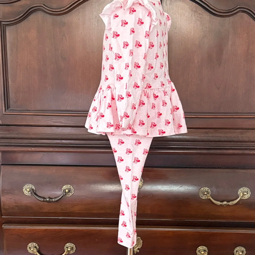 Disney Baby Minnie Mouse Pink Ruffle Peplum Legging Set 18-24M Toddler Girl